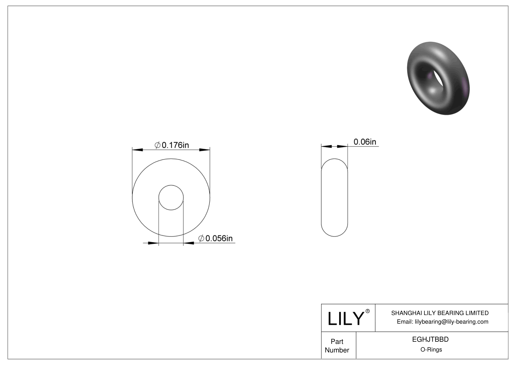 EGHJTBBD Oil Resistant O-Rings Round cad drawing