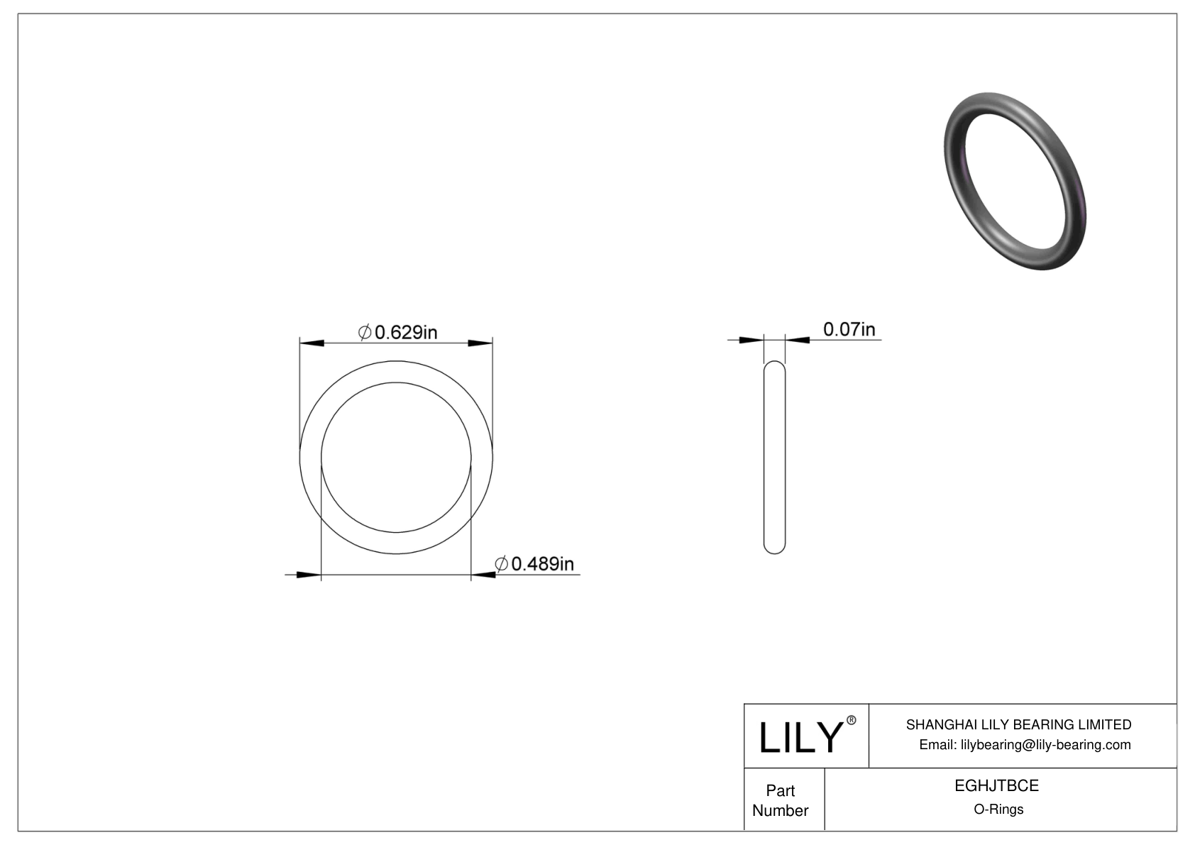 EGHJTBCE Oil Resistant O-Rings Round cad drawing