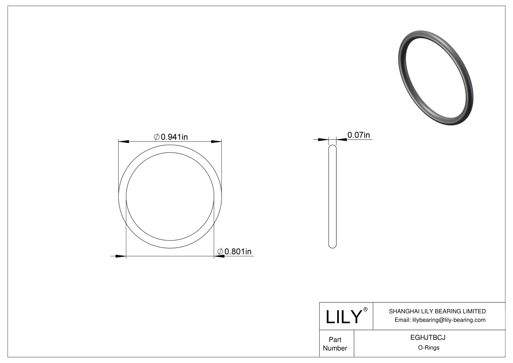 EGHJTBCJ Oil Resistant O-Rings Round cad drawing