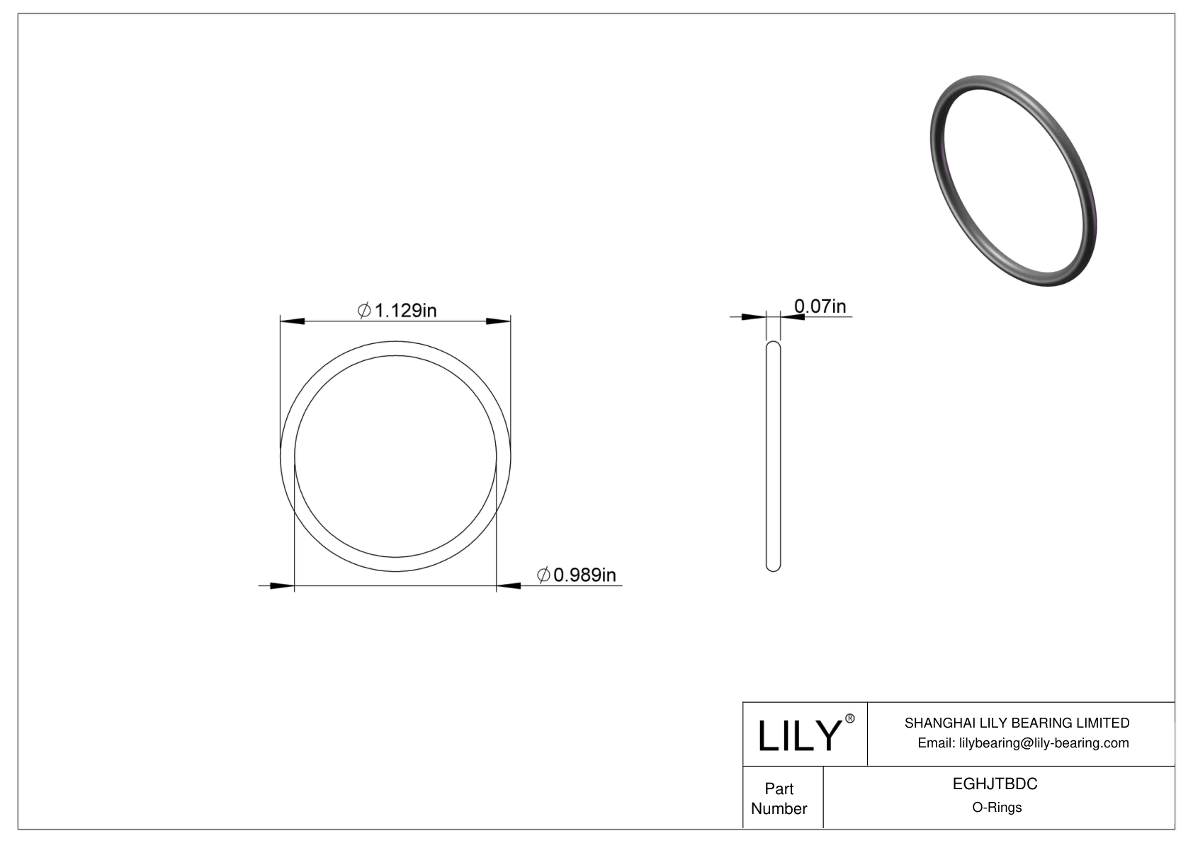 EGHJTBDC Oil Resistant O-Rings Round cad drawing