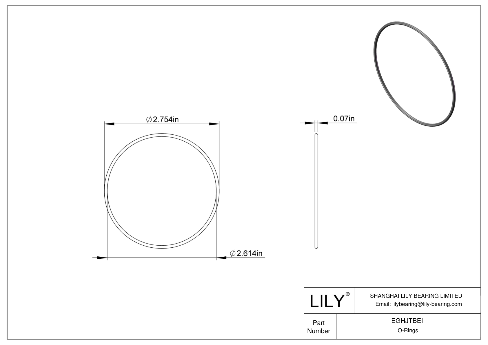 EGHJTBEI Oil Resistant O-Rings Round cad drawing