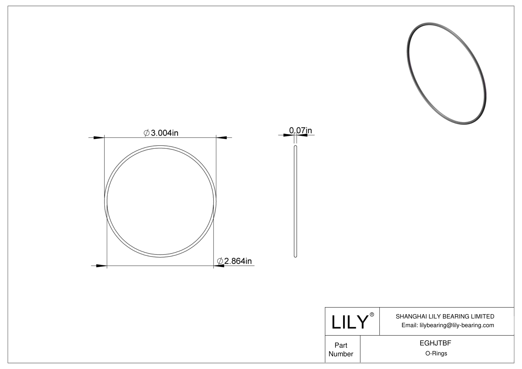 EGHJTBF Oil Resistant O-Rings Round cad drawing