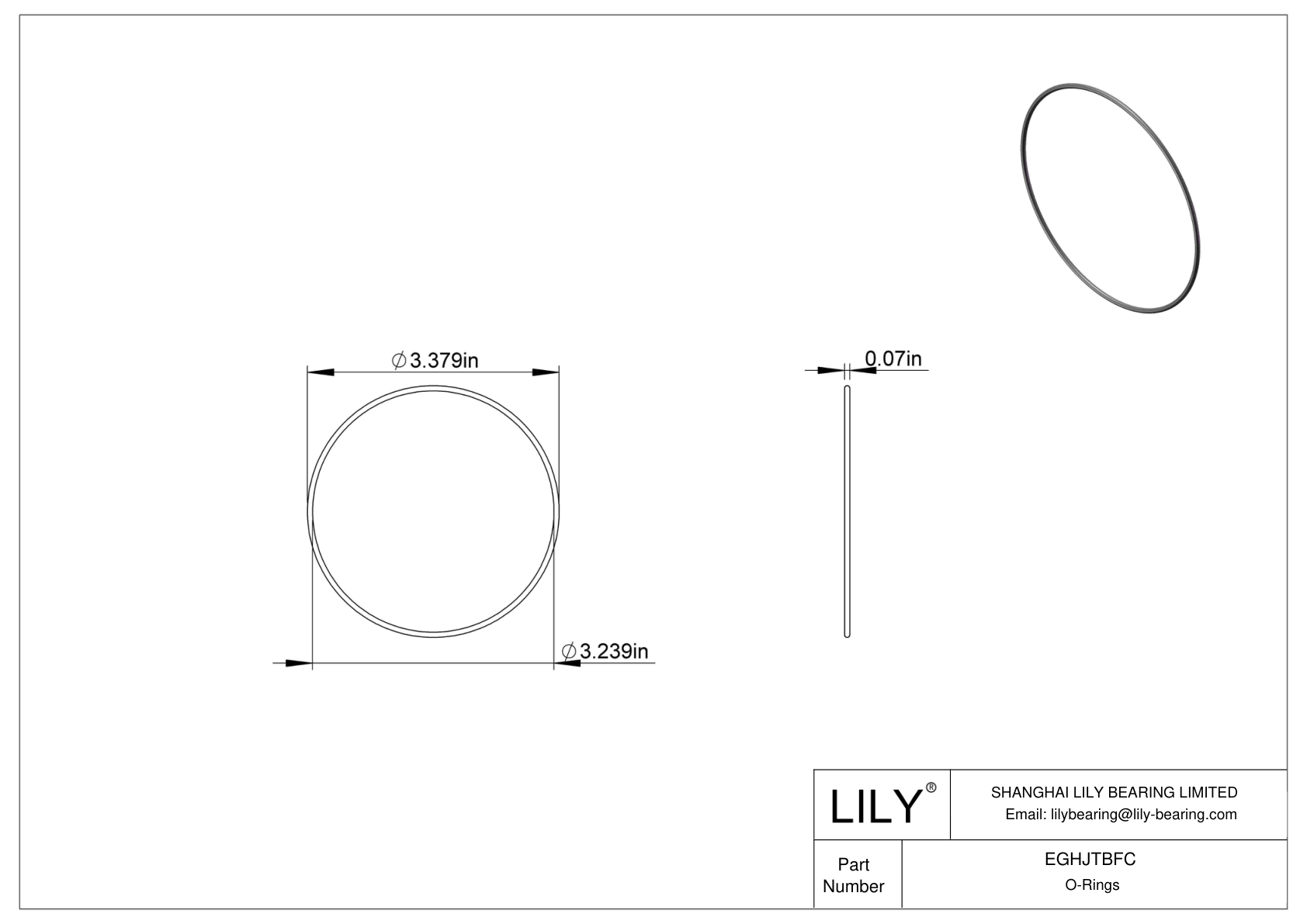 EGHJTBFC Oil Resistant O-Rings Round cad drawing