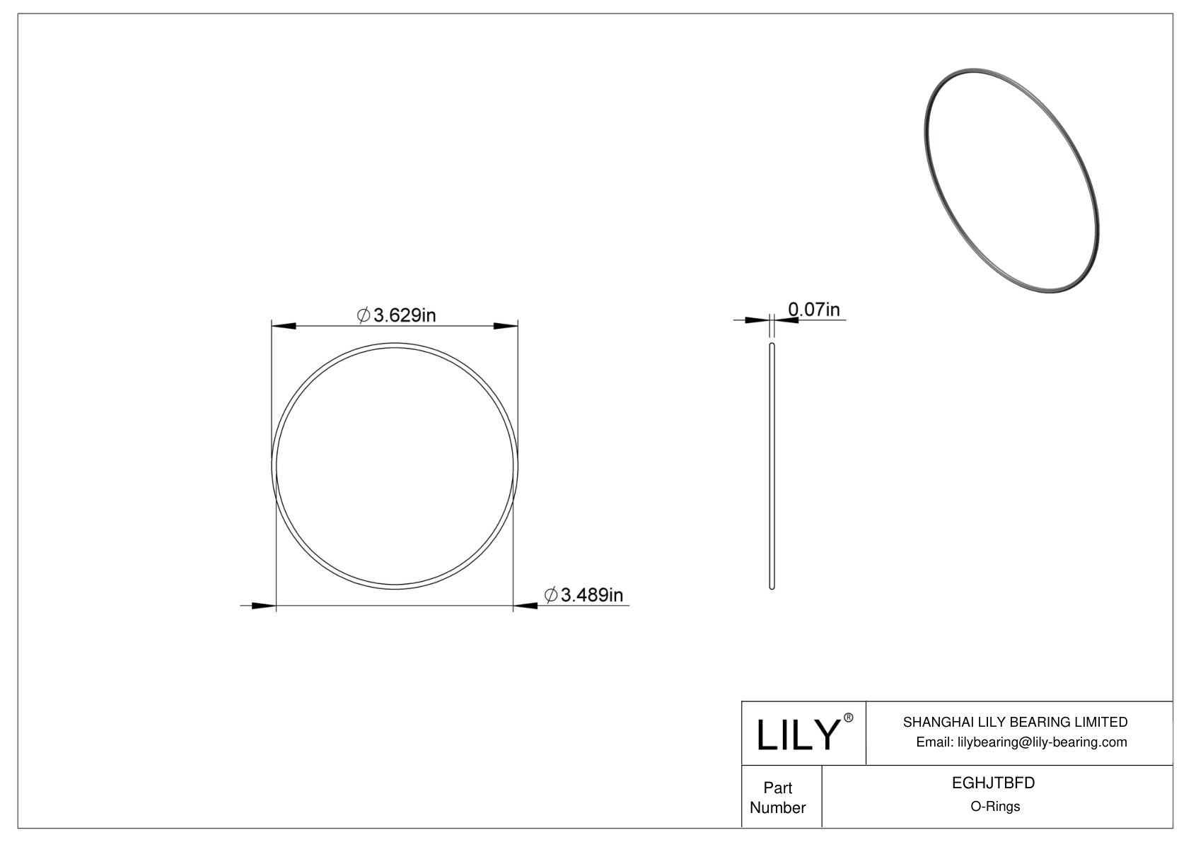 EGHJTBFD Oil Resistant O-Rings Round cad drawing