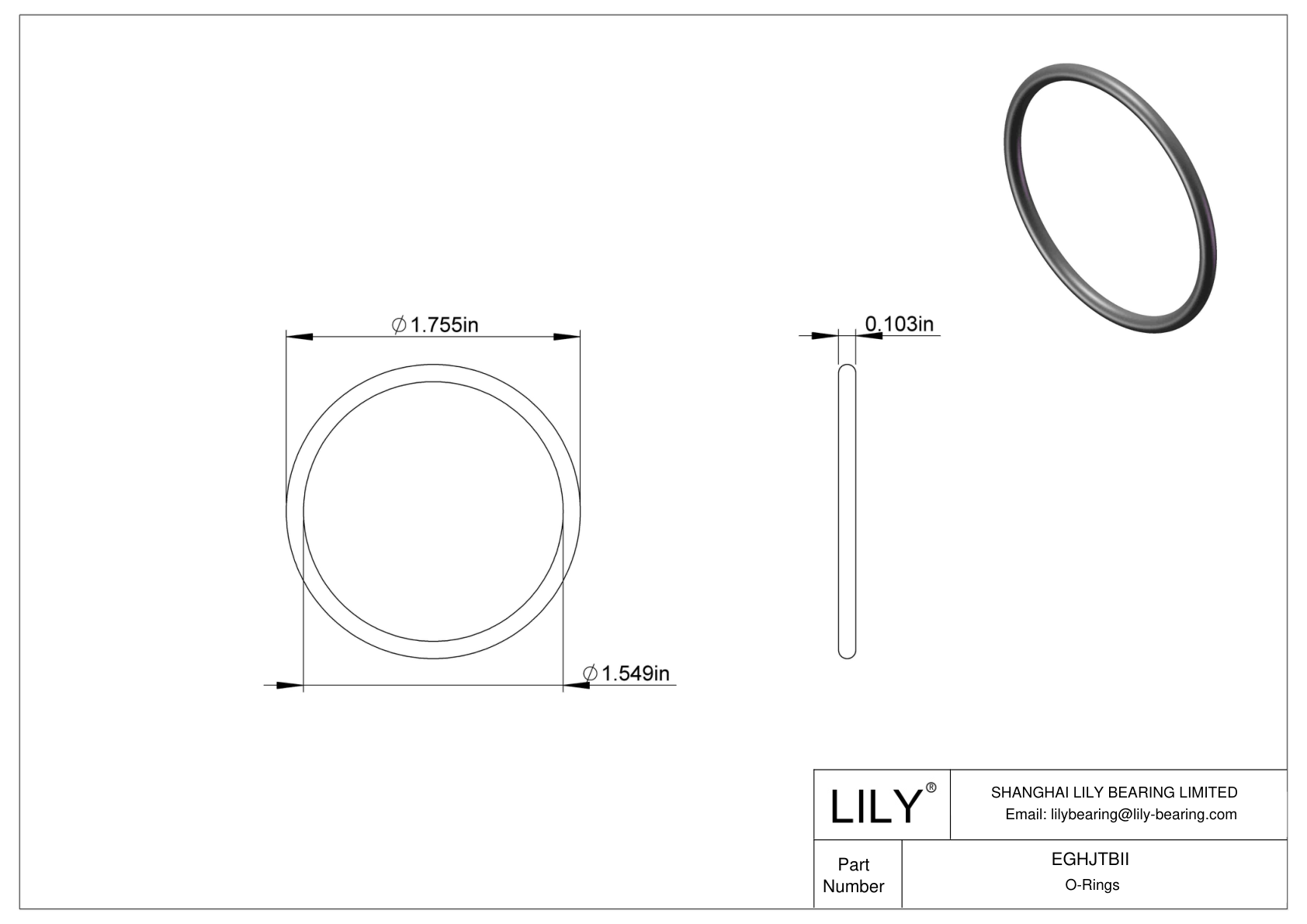 EGHJTBII Oil Resistant O-Rings Round cad drawing