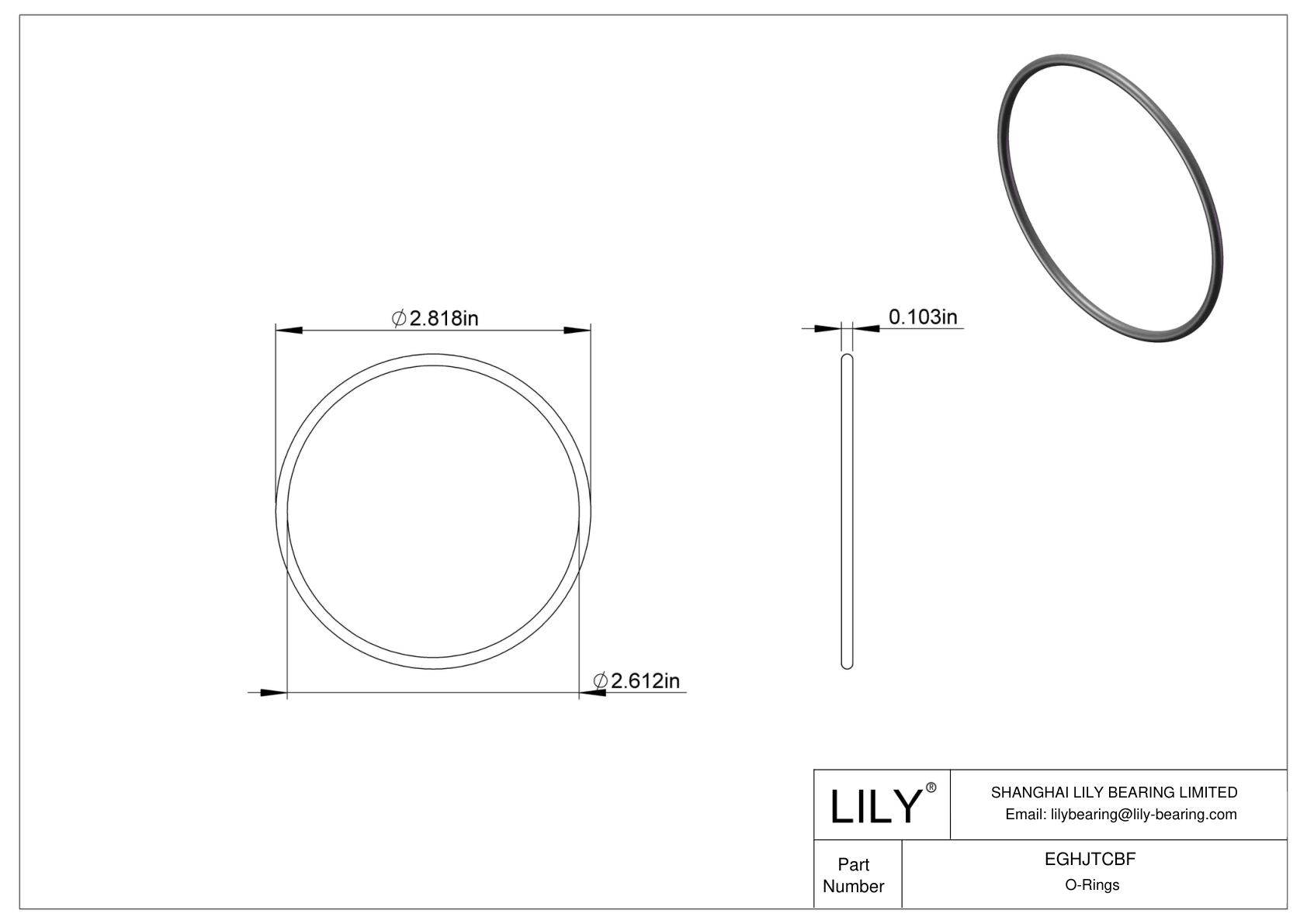 EGHJTCBF Oil Resistant O-Rings Round cad drawing