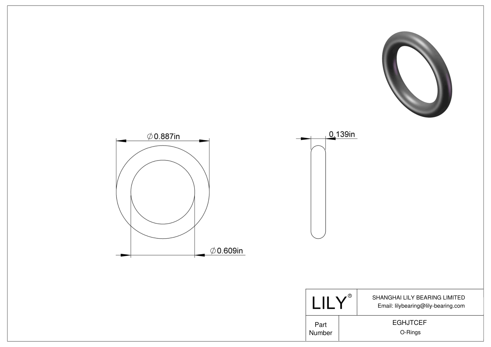 EGHJTCEF Oil Resistant O-Rings Round cad drawing