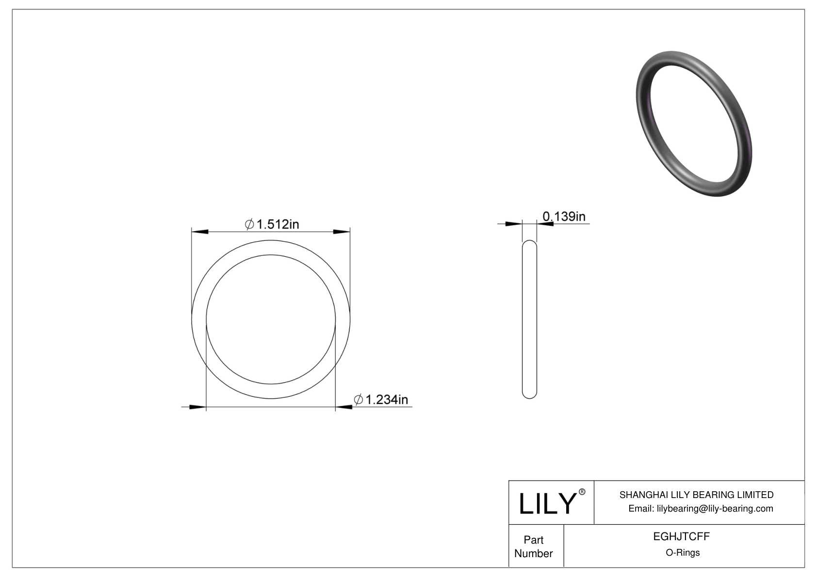 EGHJTCFF Juntas tóricas redondas resistentes al aceite cad drawing