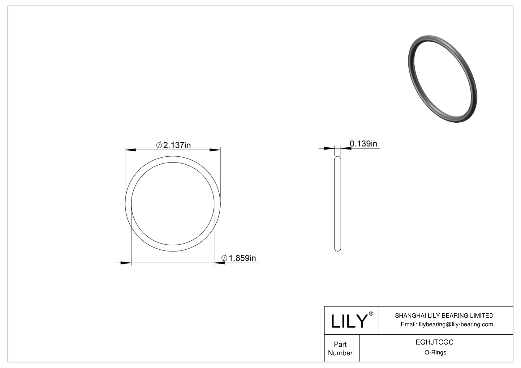 EGHJTCGC Oil Resistant O-Rings Round cad drawing