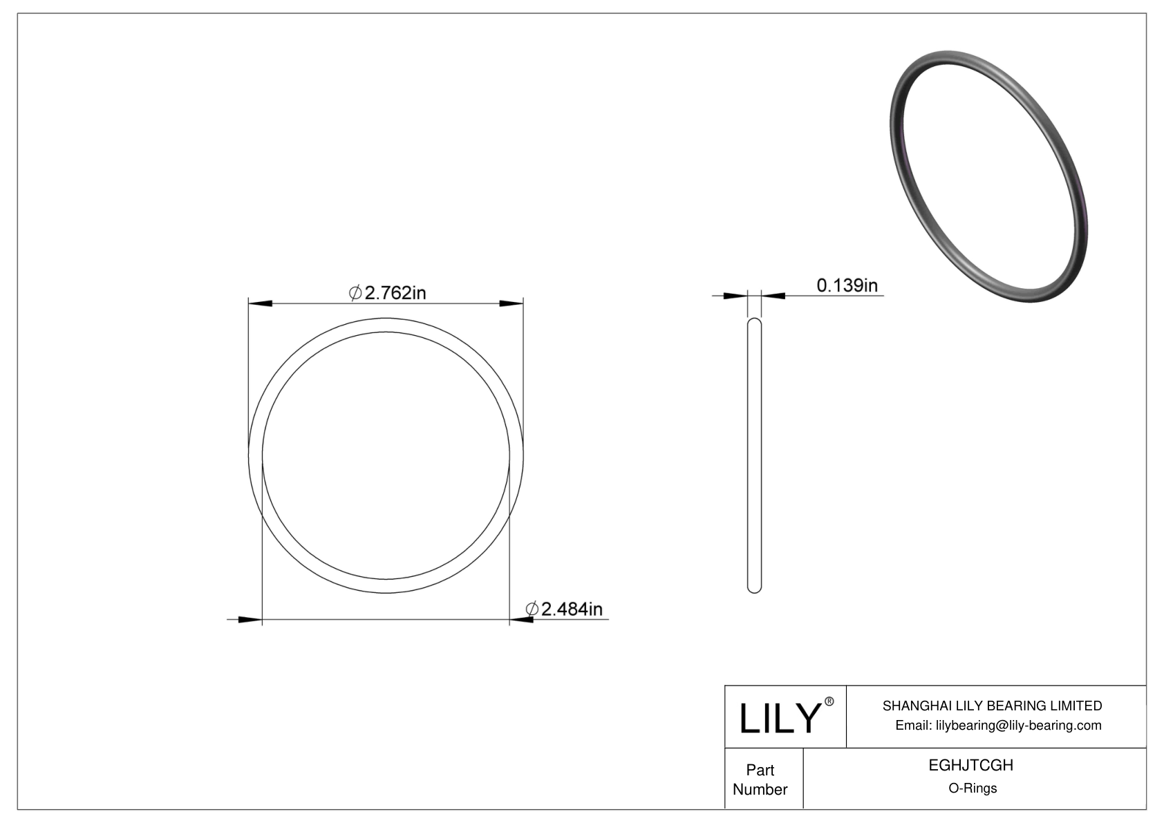 EGHJTCGH Oil Resistant O-Rings Round cad drawing