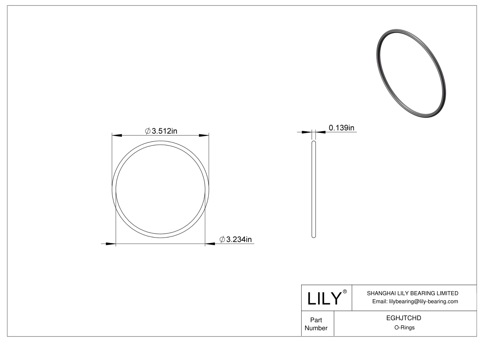 EGHJTCHD Oil Resistant O-Rings Round cad drawing