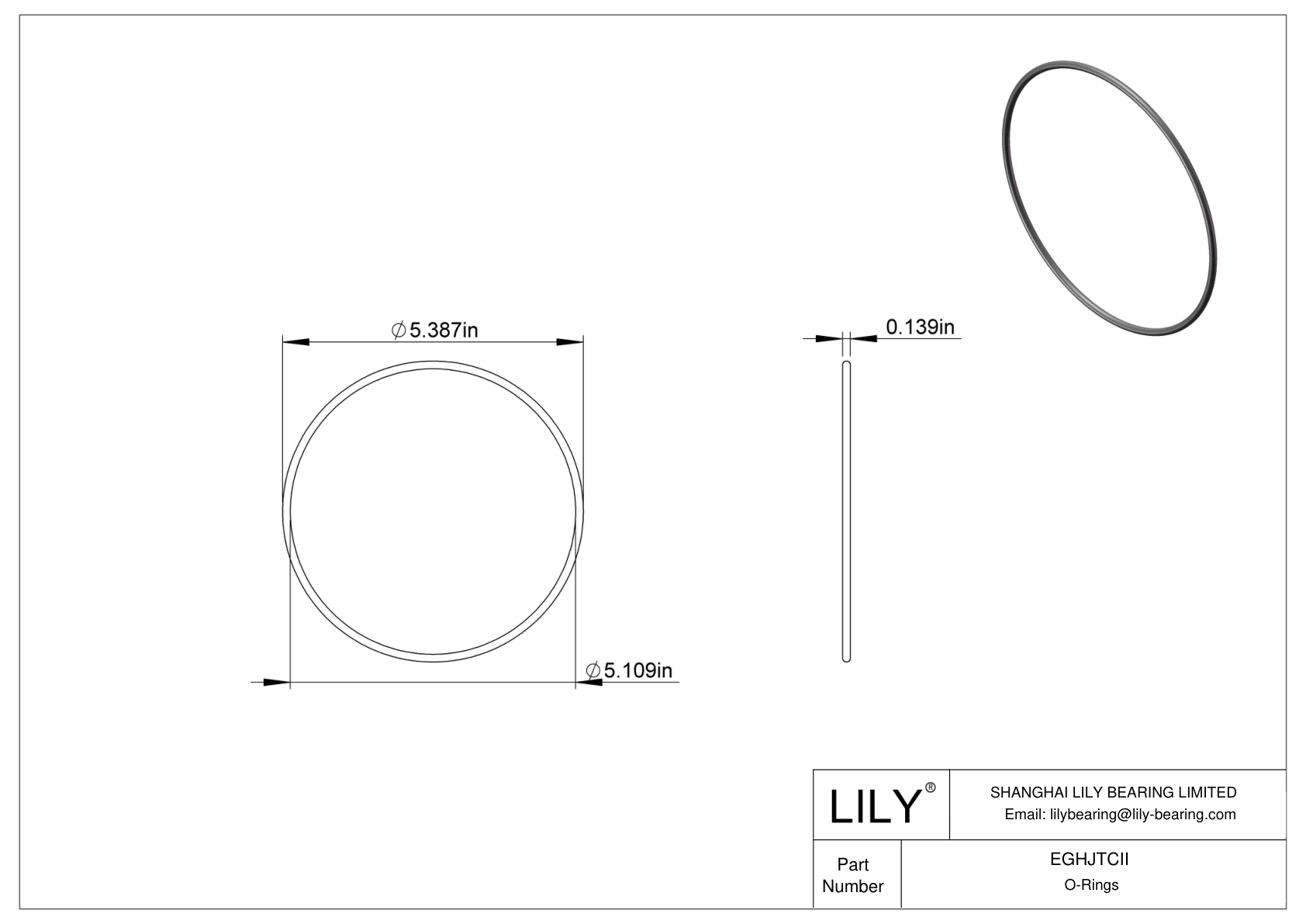 EGHJTCII Oil Resistant O-Rings Round cad drawing