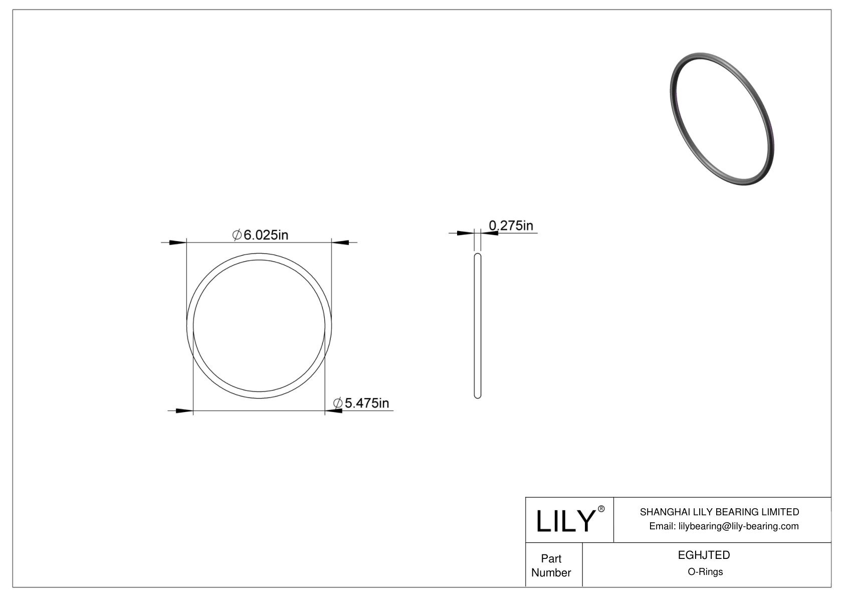 EGHJTED Oil Resistant O-Rings Round cad drawing