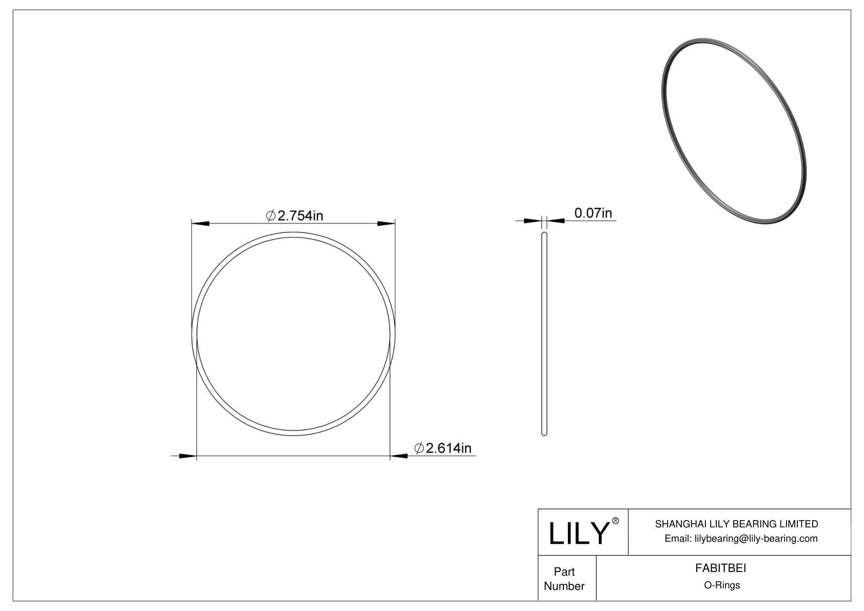 FABITBEI Oil Resistant O-Rings Round cad drawing