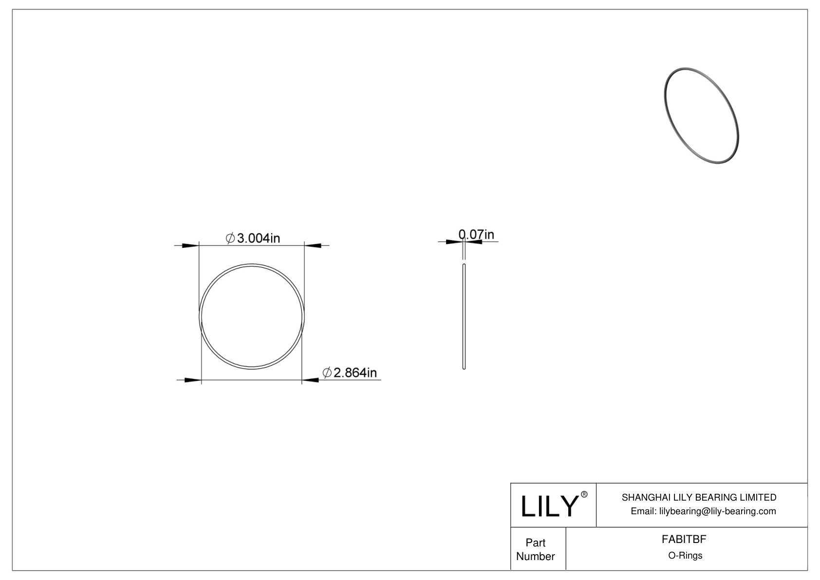 FABITBF Oil Resistant O-Rings Round cad drawing