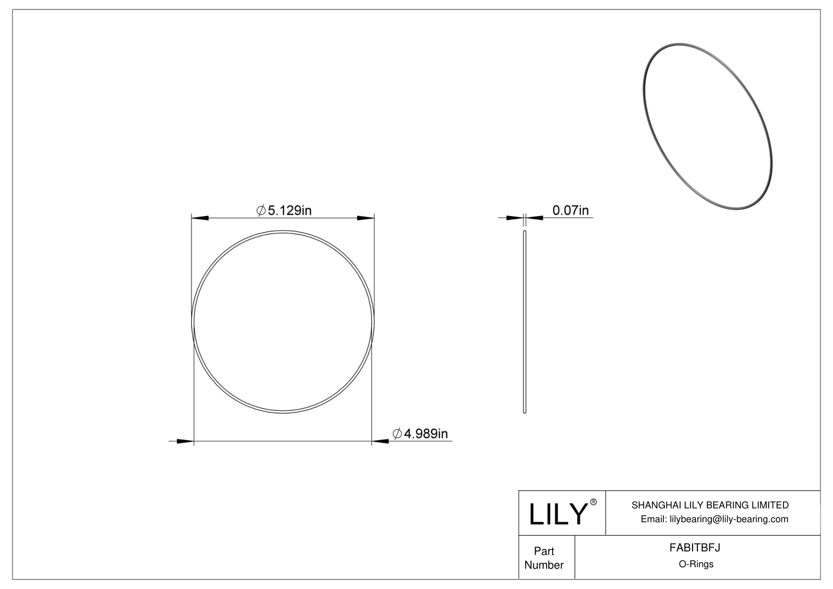 FABITBFJ Oil Resistant O-Rings Round cad drawing