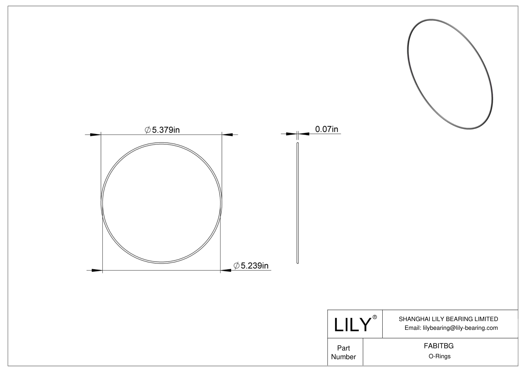 FABITBG Oil Resistant O-Rings Round cad drawing