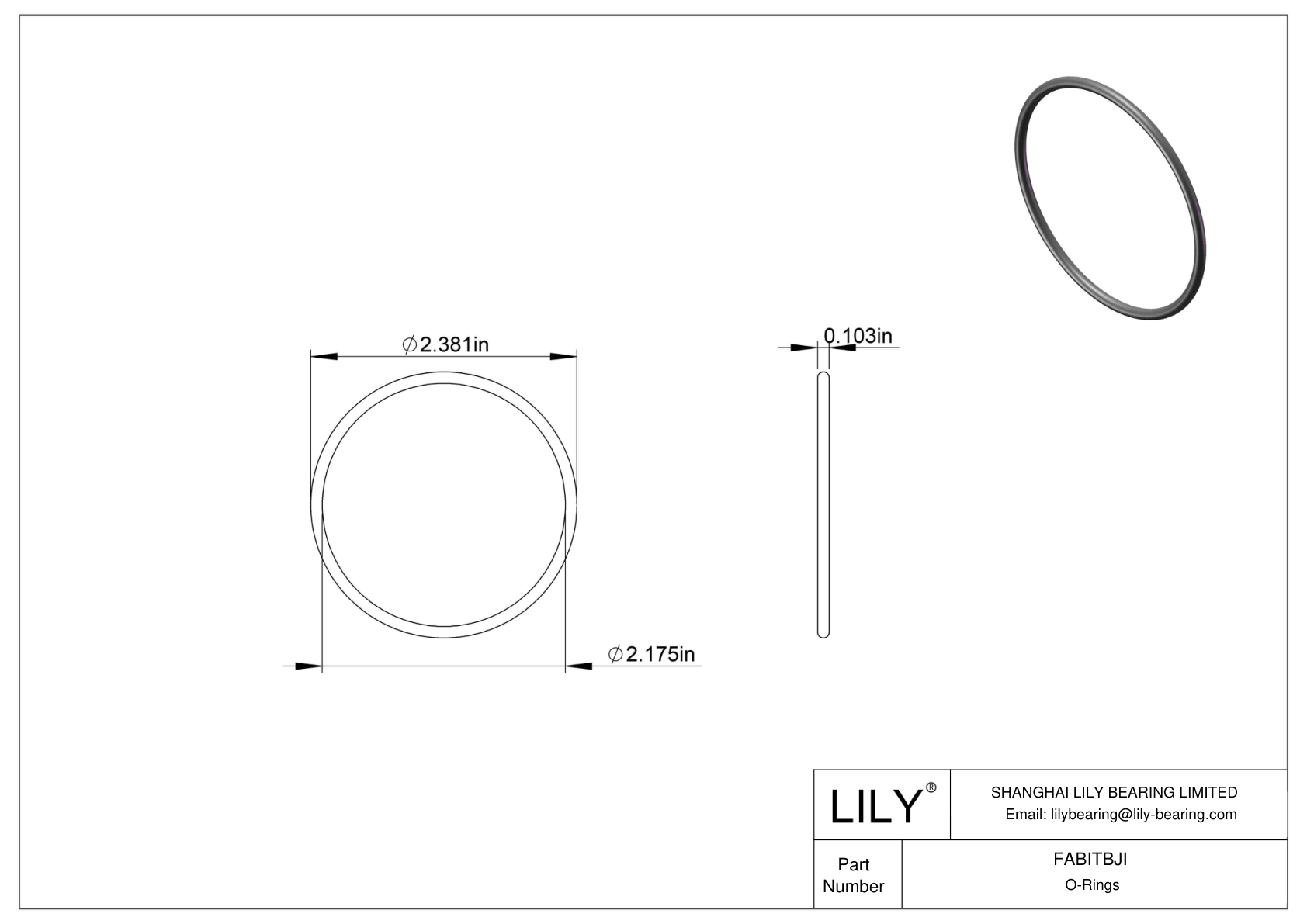 FABITBJI Oil Resistant O-Rings Round cad drawing