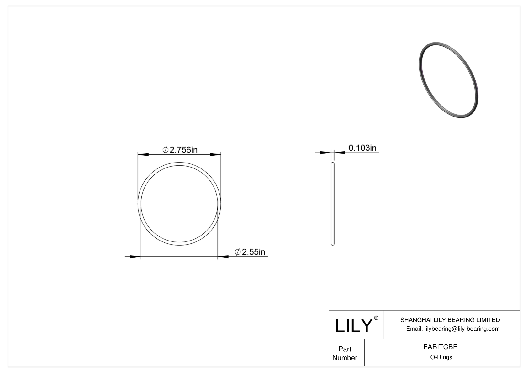 FABITCBE Oil Resistant O-Rings Round cad drawing