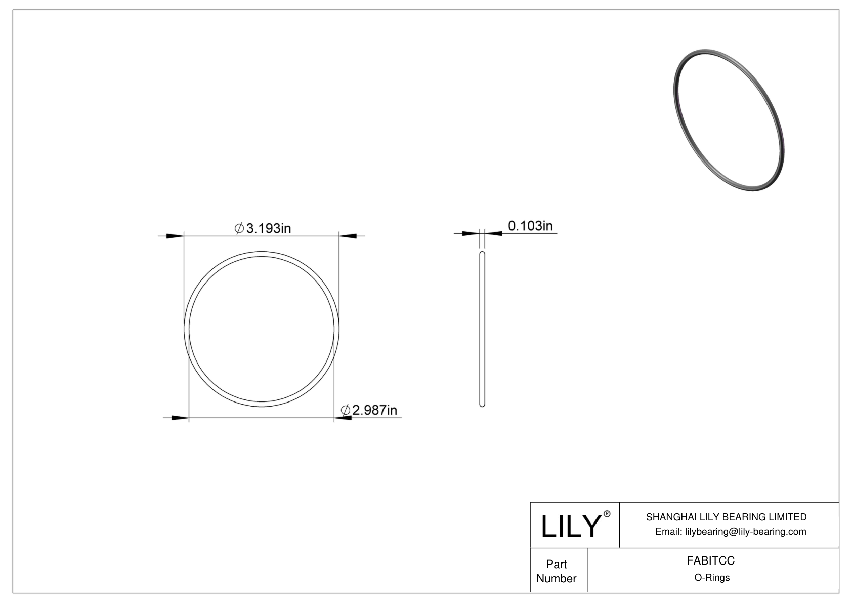 FABITCC Oil Resistant O-Rings Round cad drawing