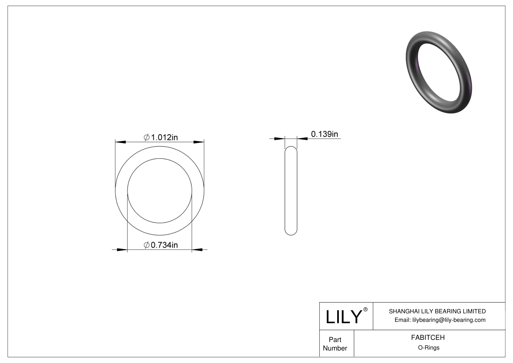 FABITCEH Oil Resistant O-Rings Round cad drawing