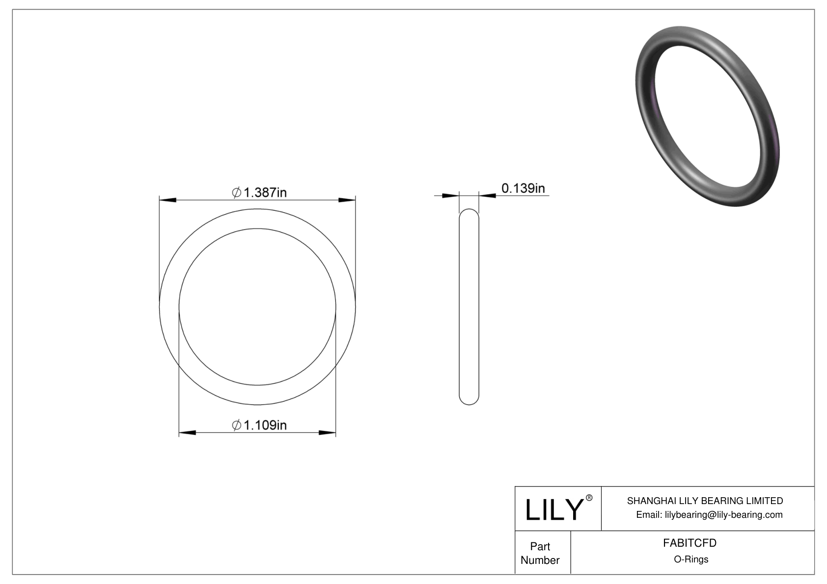 FABITCFD Oil Resistant O-Rings Round cad drawing