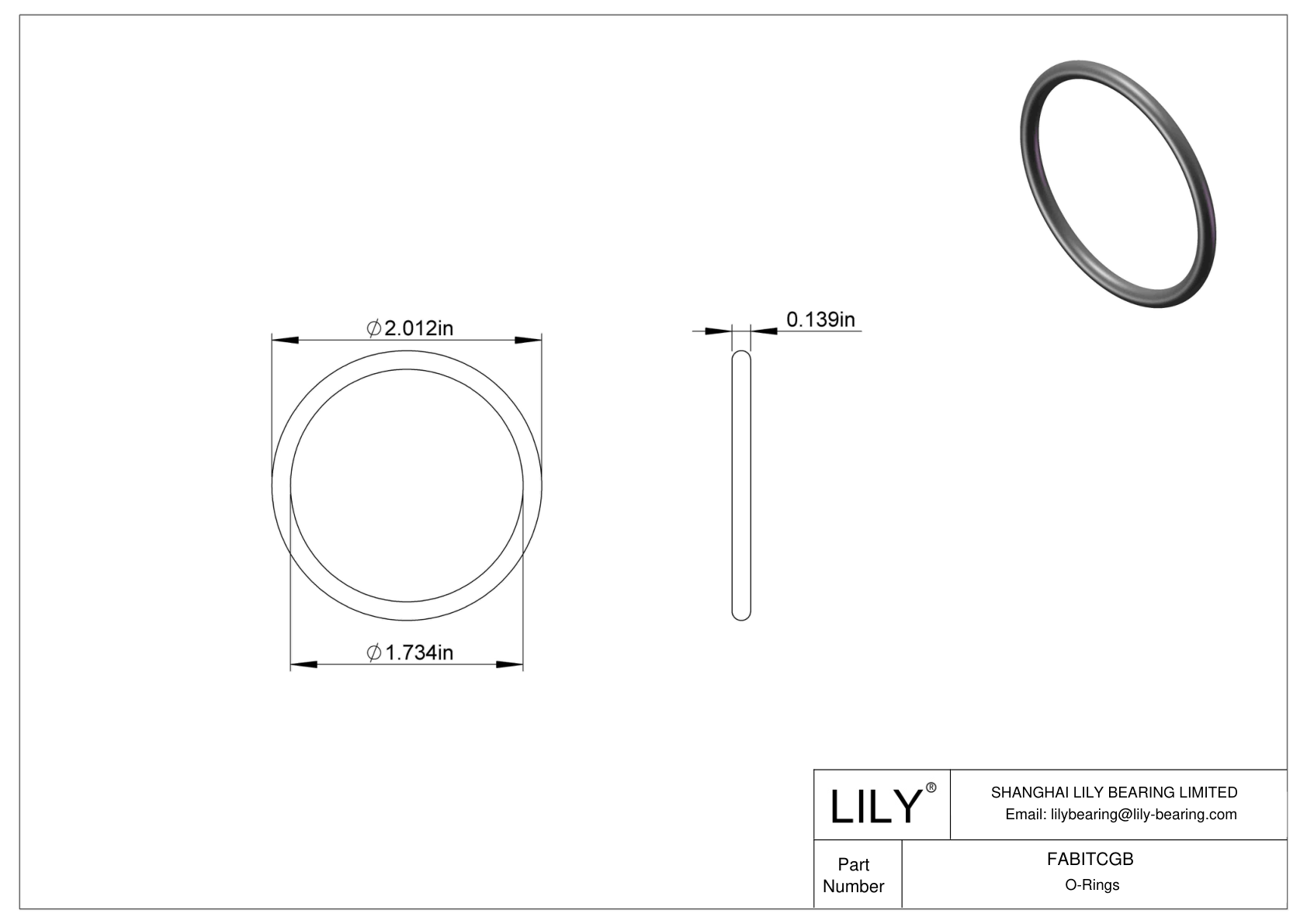 FABITCGB Oil Resistant O-Rings Round cad drawing