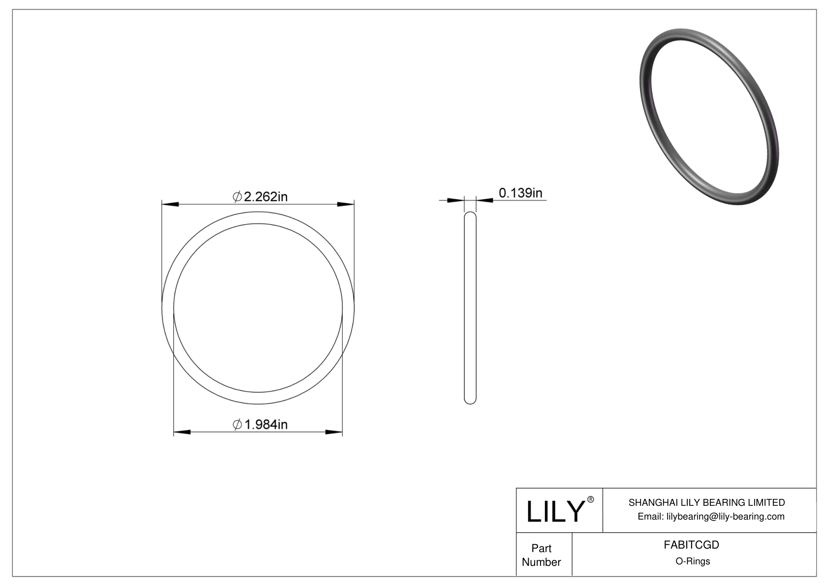 FABITCGD Oil Resistant O-Rings Round cad drawing