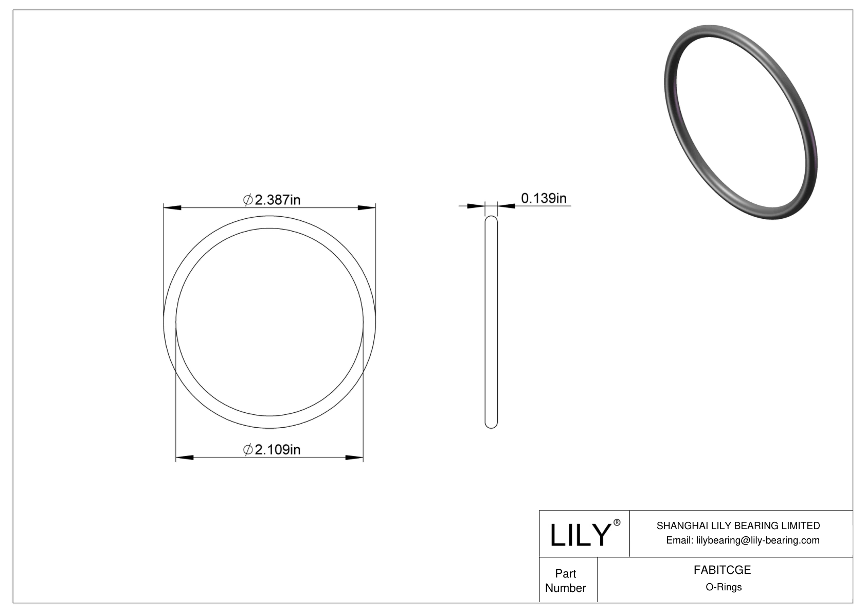 FABITCGE Oil Resistant O-Rings Round cad drawing