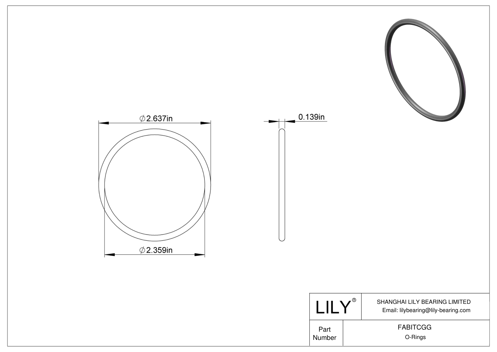 FABITCGG Juntas tóricas redondas resistentes al aceite cad drawing