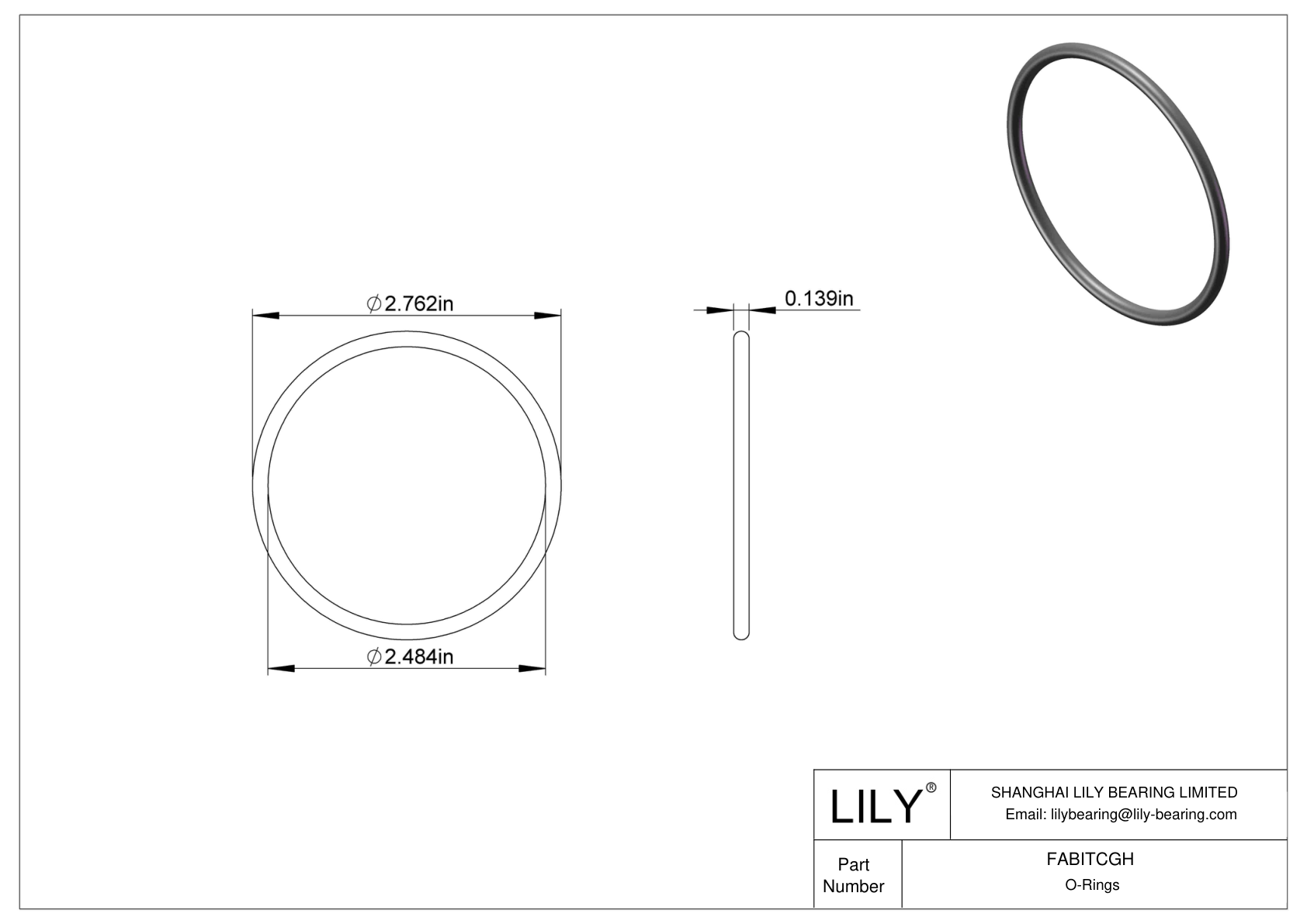 FABITCGH Oil Resistant O-Rings Round cad drawing