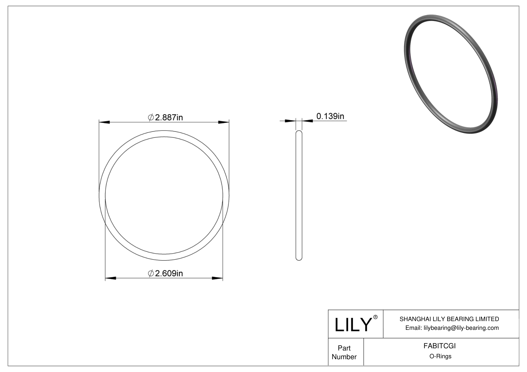 FABITCGI Oil Resistant O-Rings Round cad drawing