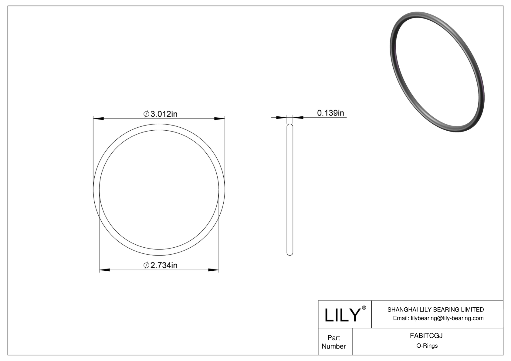 FABITCGJ Oil Resistant O-Rings Round cad drawing