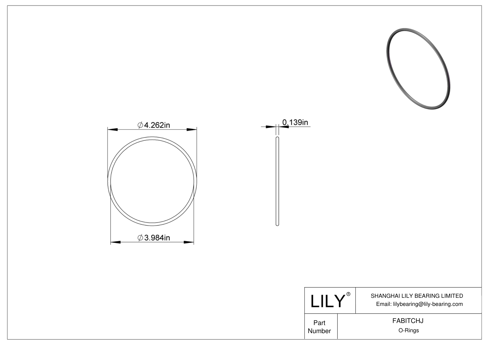 FABITCHJ Oil Resistant O-Rings Round cad drawing