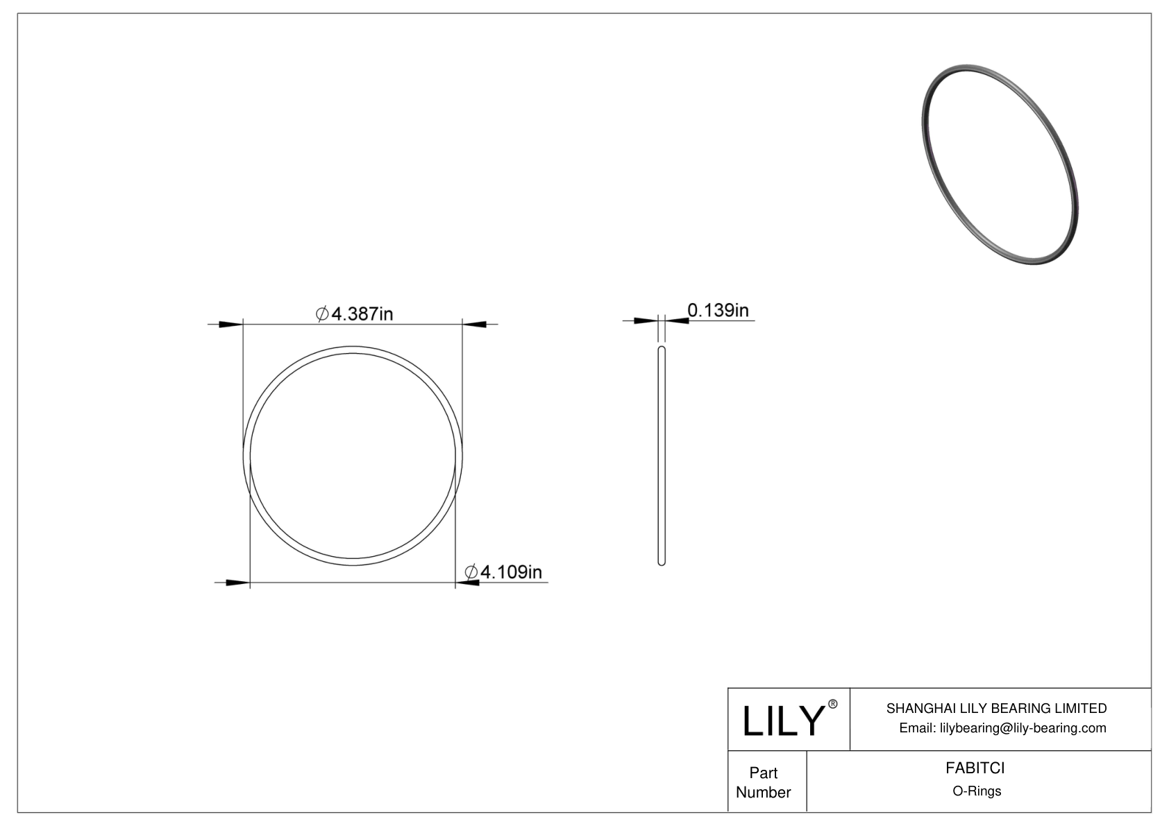 FABITCI Oil Resistant O-Rings Round cad drawing