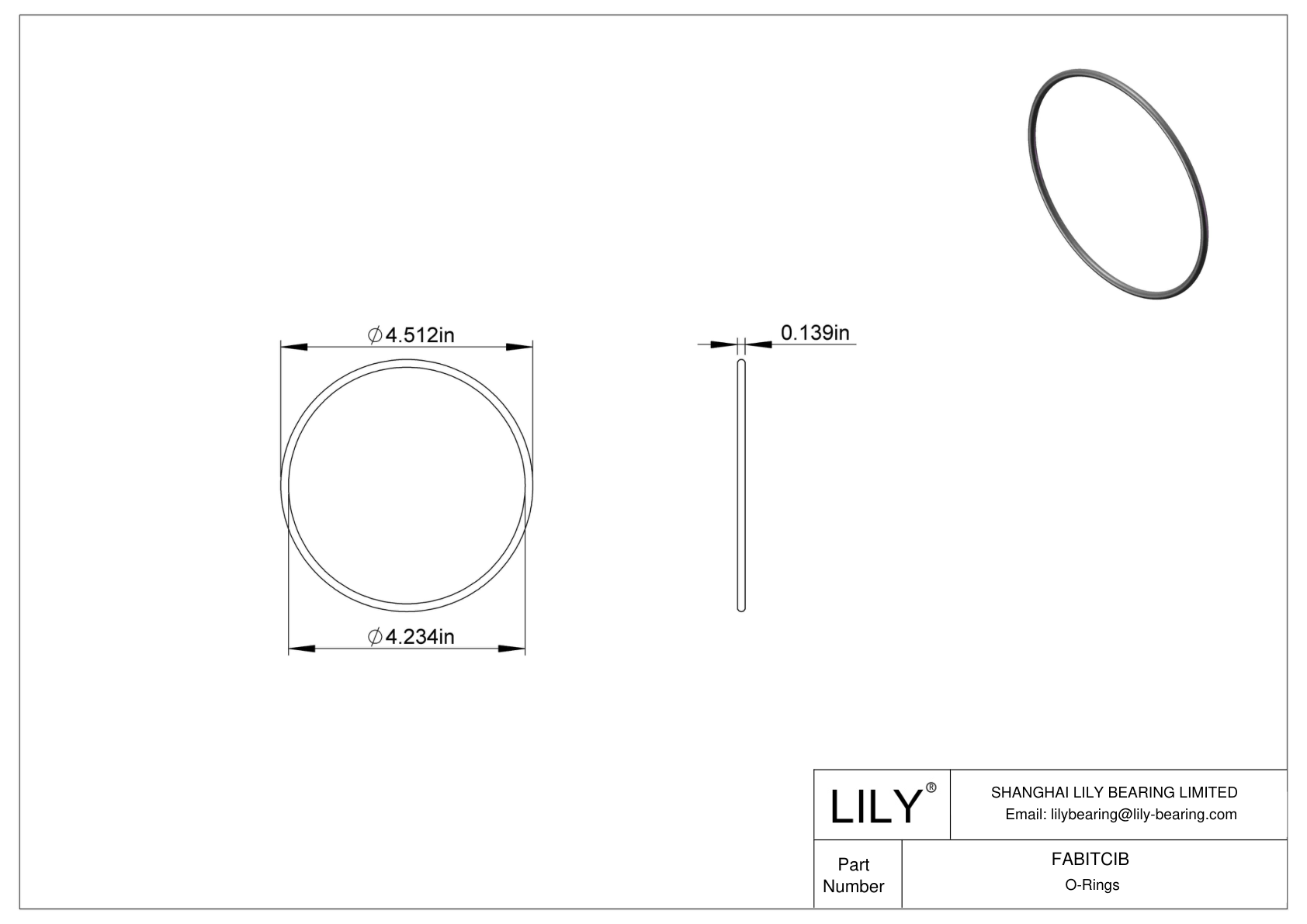 FABITCIB Oil Resistant O-Rings Round cad drawing