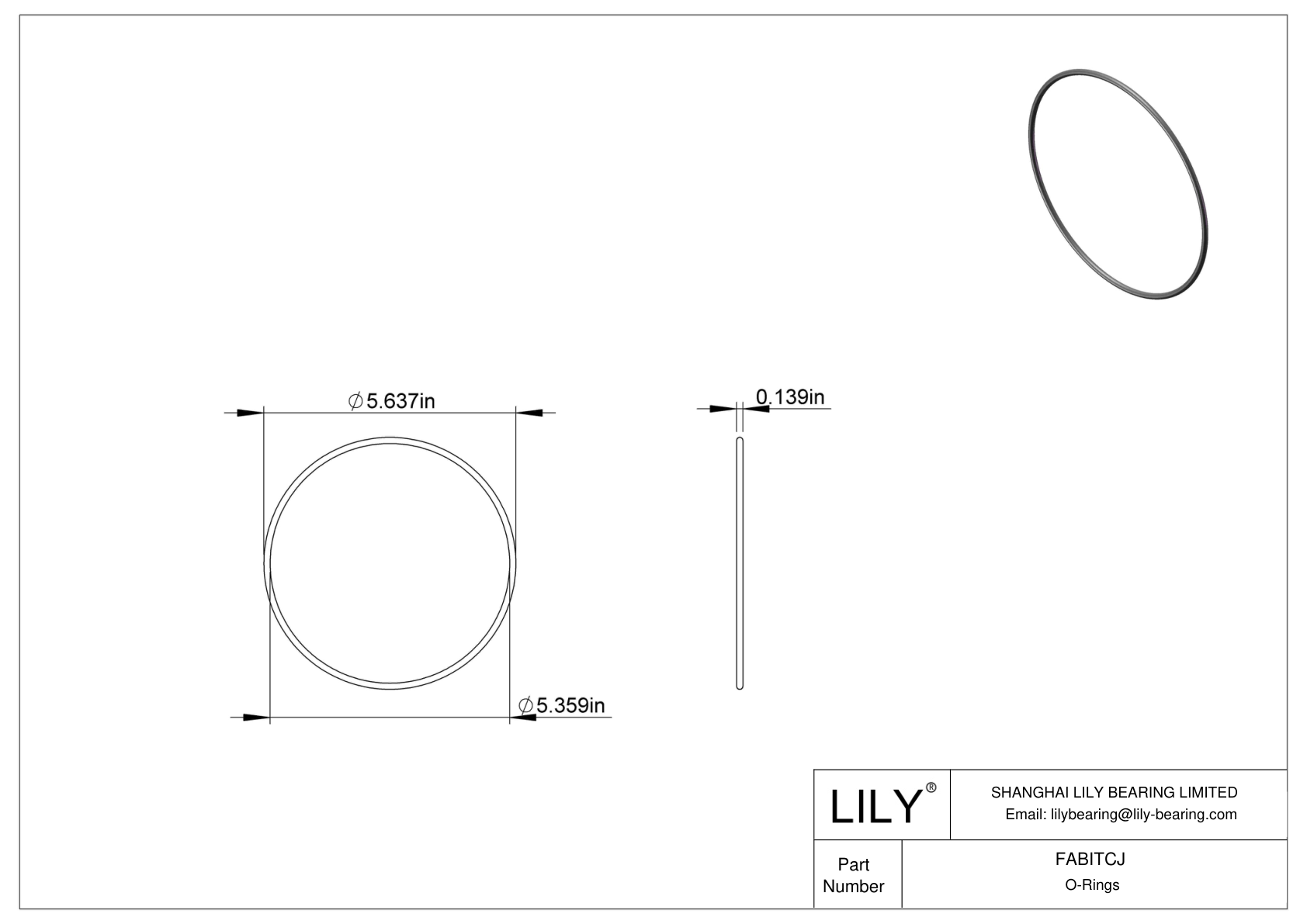 FABITCJ Oil Resistant O-Rings Round cad drawing