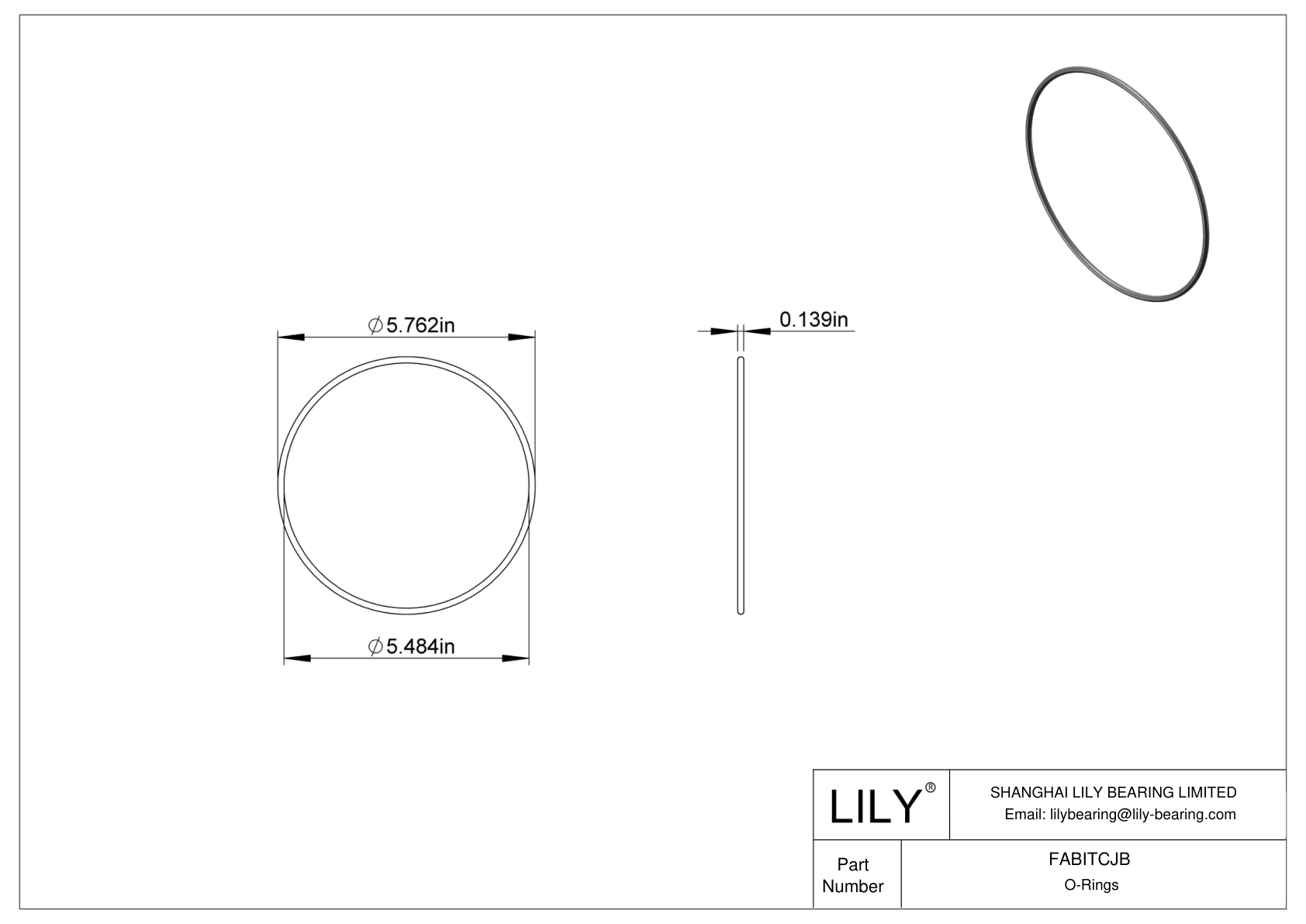 FABITCJB Oil Resistant O-Rings Round cad drawing