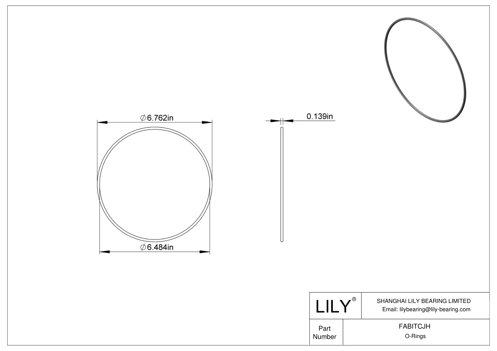 FABITCJH Oil Resistant O-Rings Round cad drawing