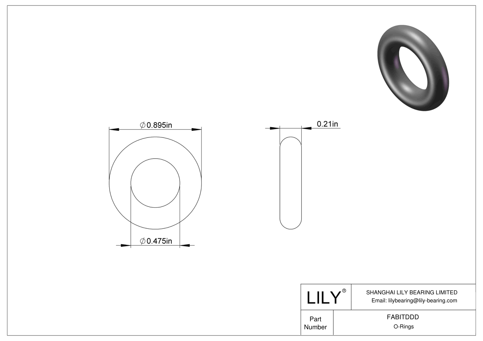 FABITDDD Oil Resistant O-Rings Round cad drawing