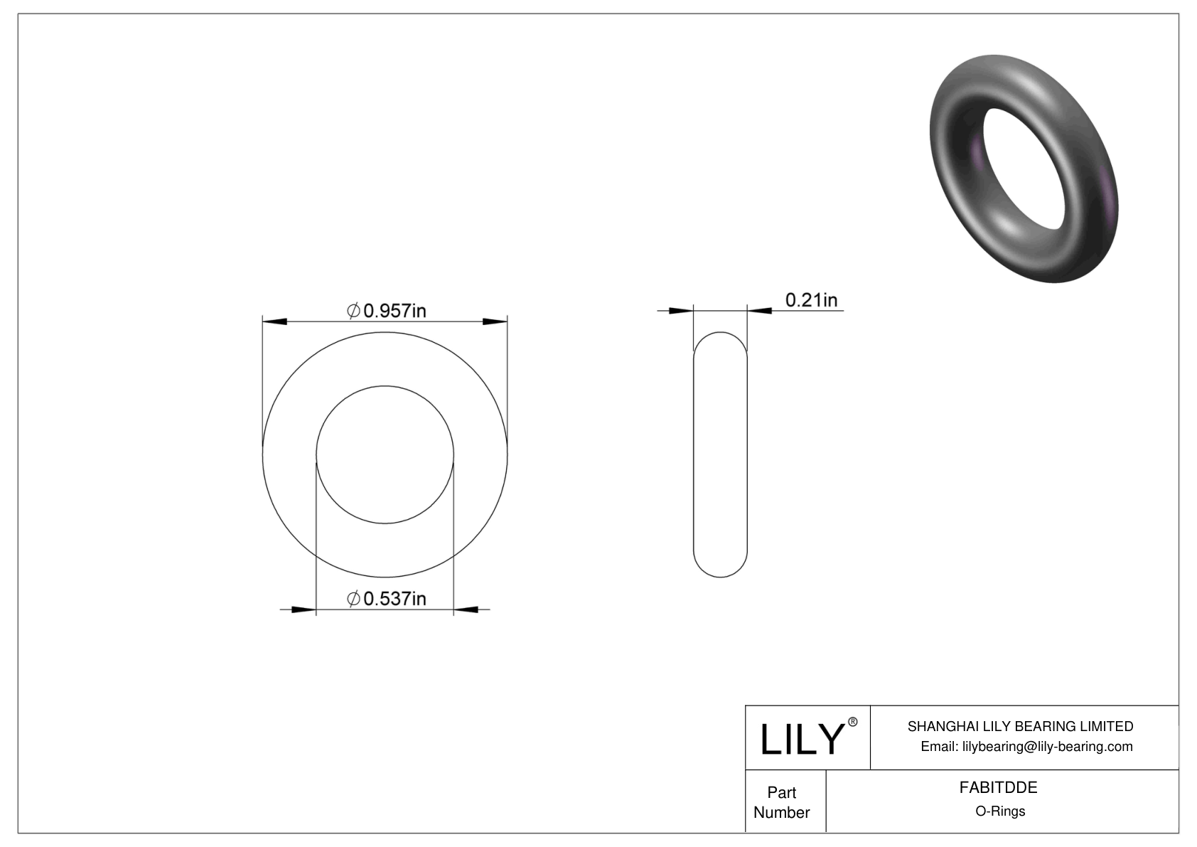 FABITDDE Oil Resistant O-Rings Round cad drawing