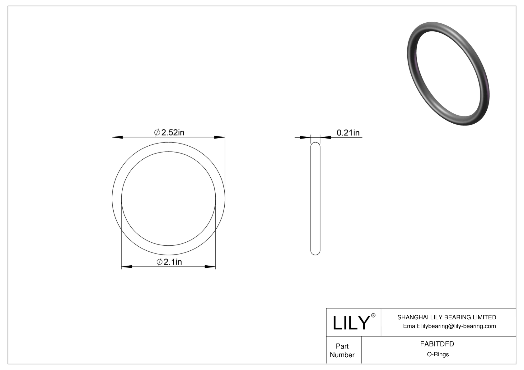 FABITDFD Oil Resistant O-Rings Round cad drawing