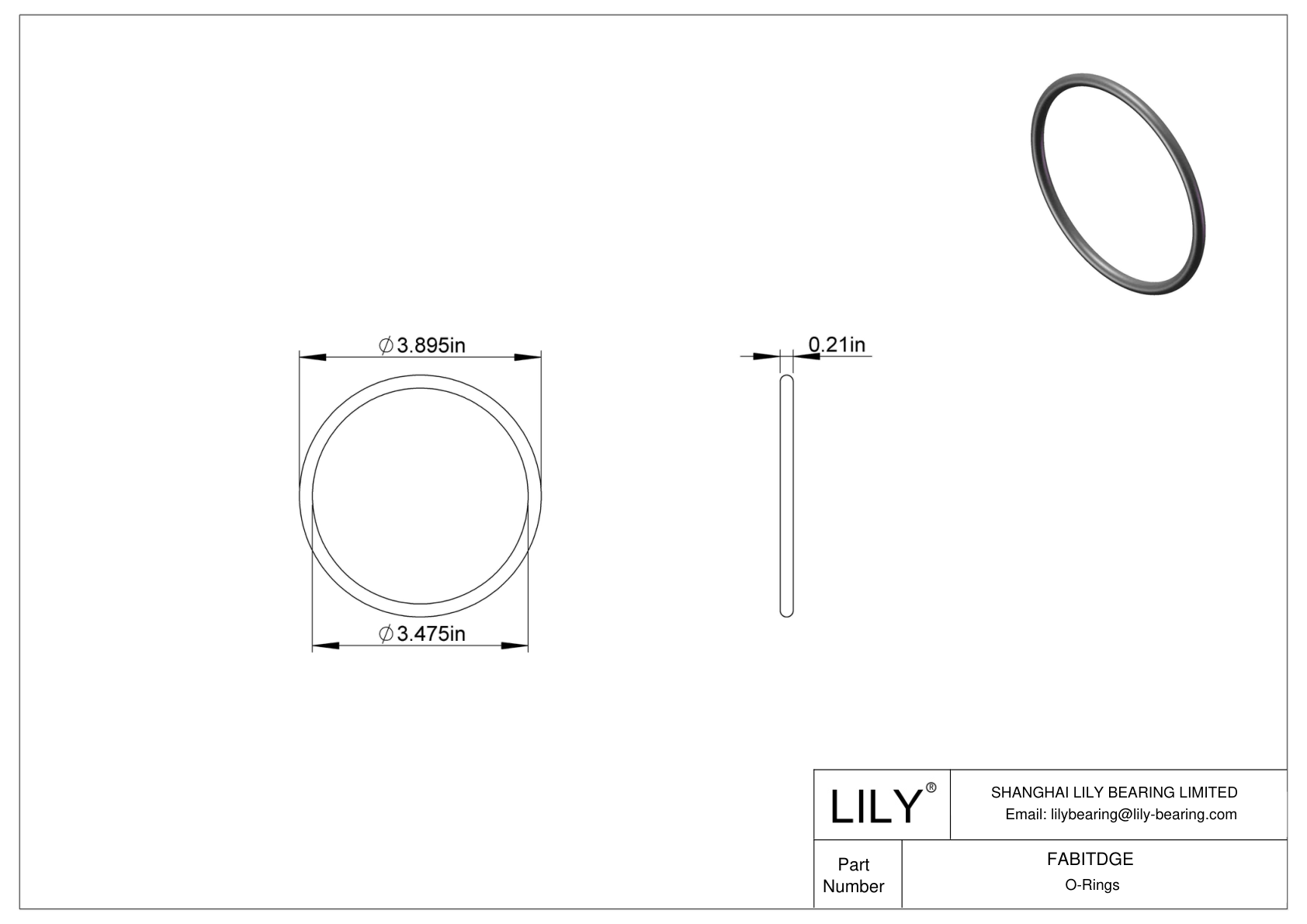 FABITDGE Oil Resistant O-Rings Round cad drawing