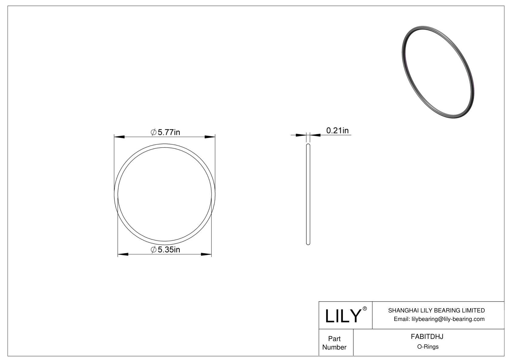 FABITDHJ Oil Resistant O-Rings Round cad drawing