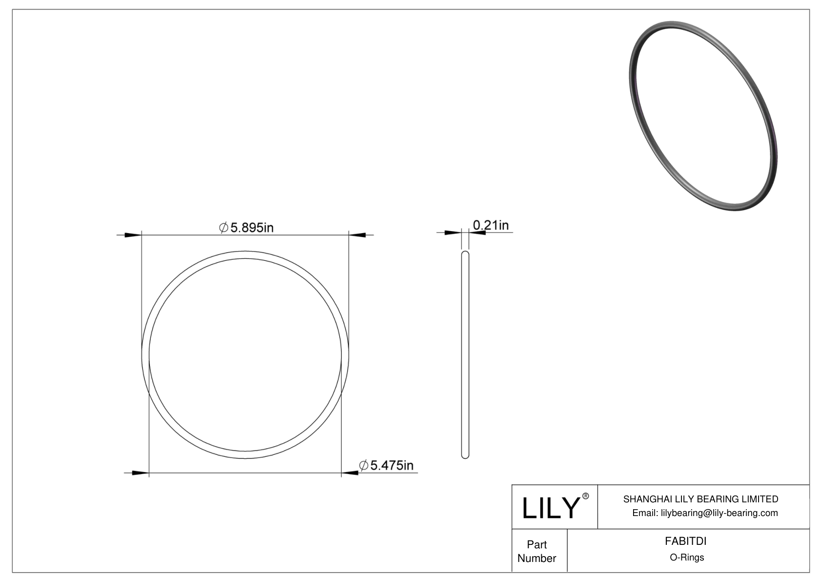 FABITDI Oil Resistant O-Rings Round cad drawing