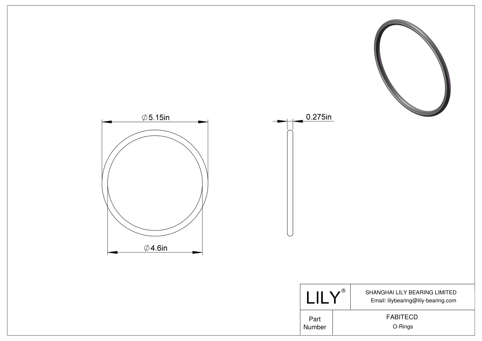 FABITECD Oil Resistant O-Rings Round cad drawing