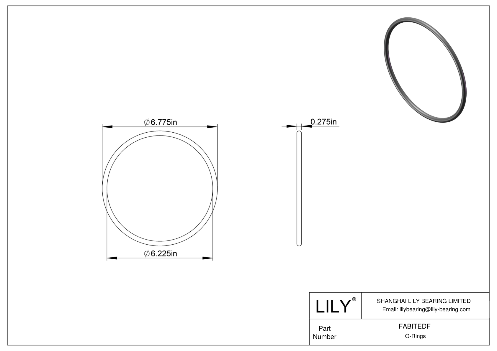 FABITEDF Oil Resistant O-Rings Round cad drawing