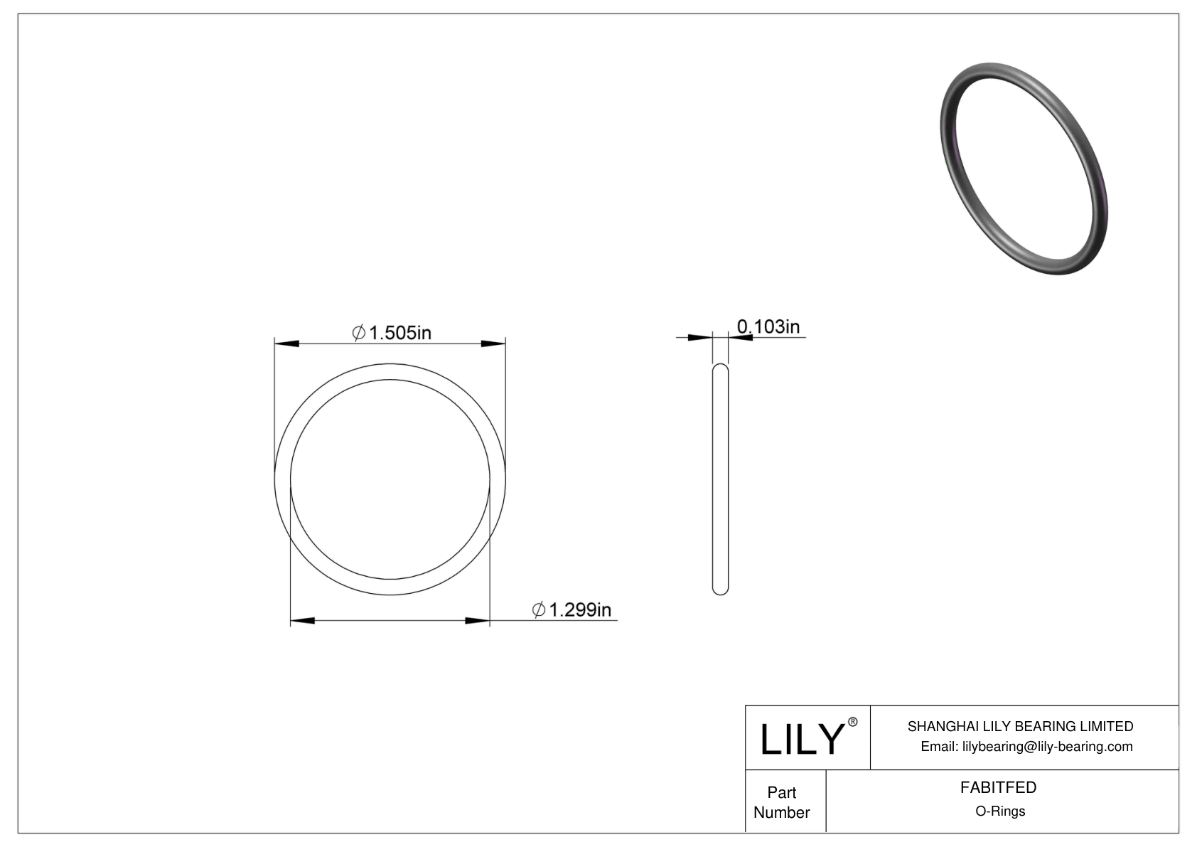 FABITFED Oil Resistant O-Rings Round cad drawing