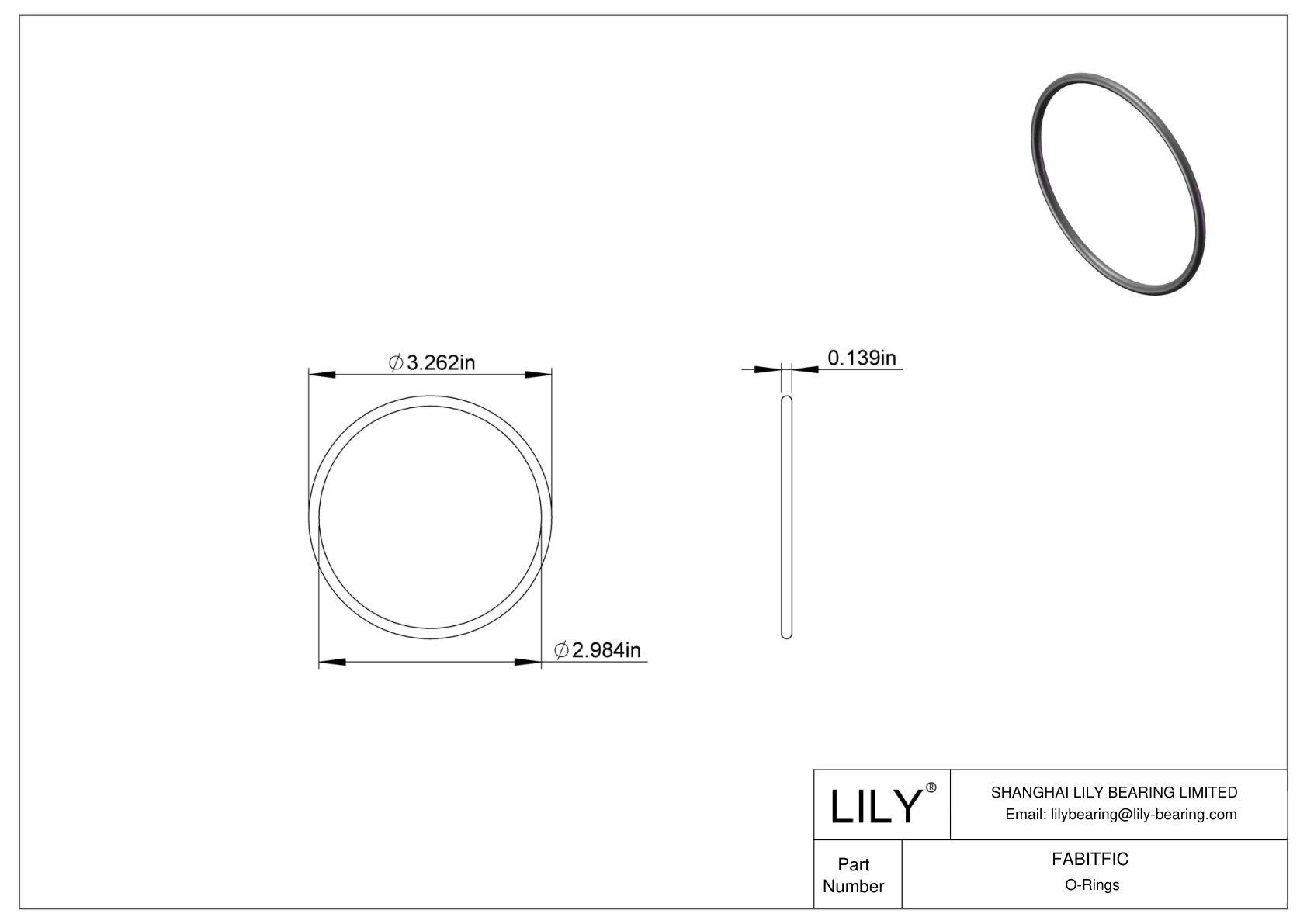 FABITFIC Oil Resistant O-Rings Round cad drawing