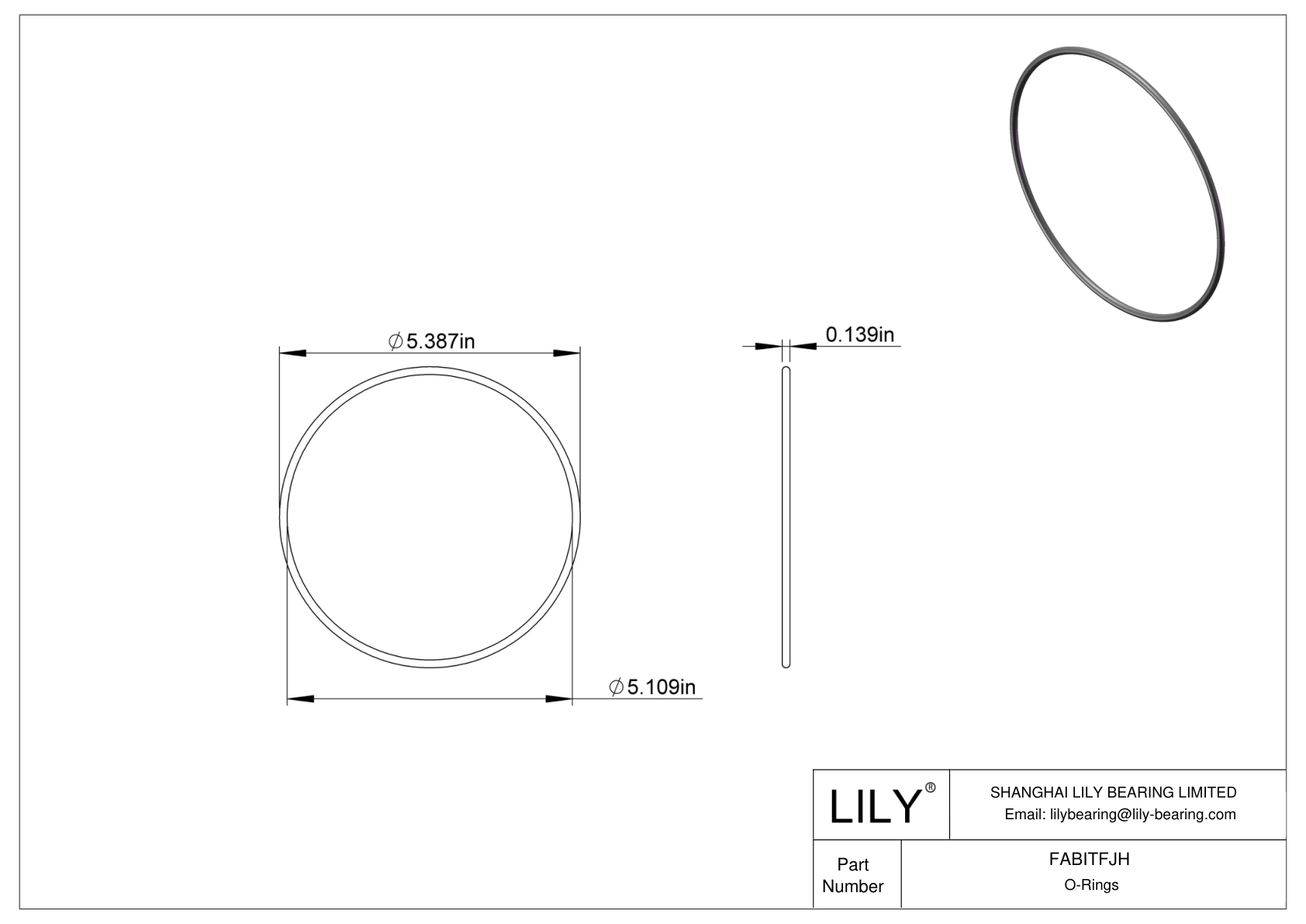 FABITFJH Oil Resistant O-Rings Round cad drawing